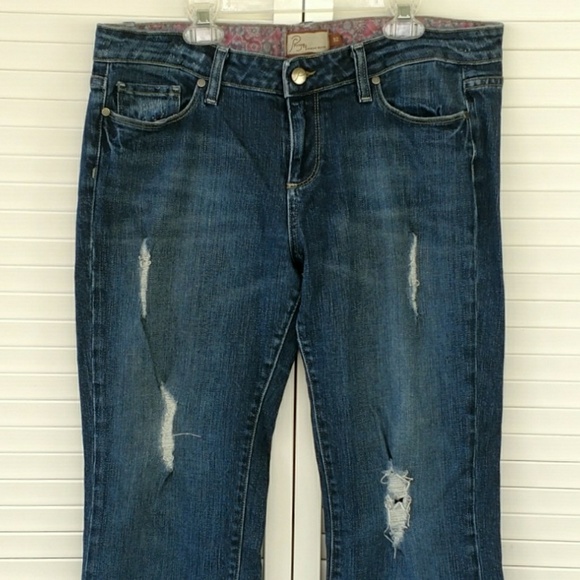 SOLD PAIGE Bell Canyon flare distressed jeans 32 - Picture 3 of 6